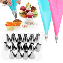 Load image into Gallery viewer, 18 PCS/Set Silicone Pastry Bag +16 Nozzle Set