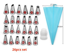 Load image into Gallery viewer, 50 Pcs/Set Silicone Pastry Bag + 48 Pcs Stainless Steel Nozzle