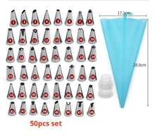 Load image into Gallery viewer, 50 Pcs/Set Silicone Pastry Bag + 48 Pcs Stainless Steel Nozzle